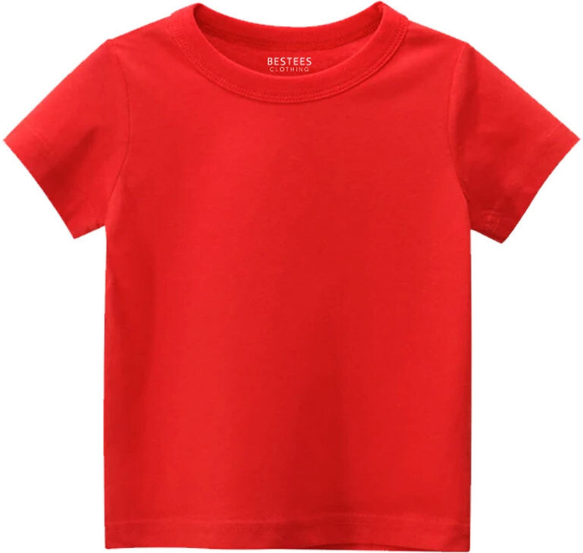 BESTEESCLOTHING Boys Solid Pure Cotton Regular T Shirt(Red, Pack of 1)