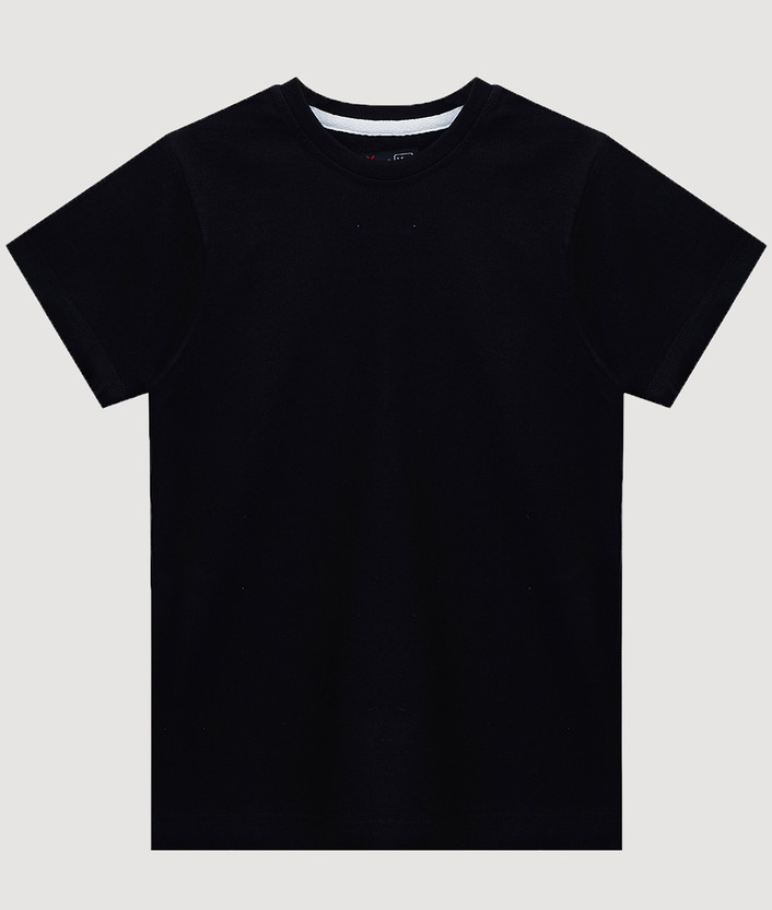Dechado Boys Solid Pure Cotton Regular T Shirt(Black, Pack of 1)
