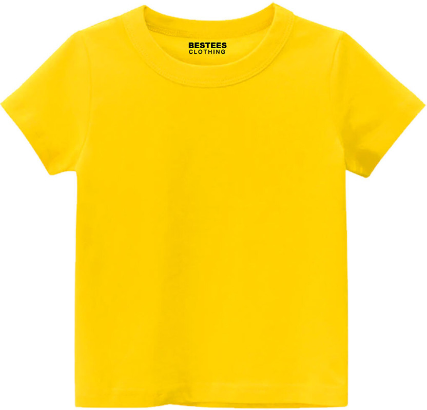 BESTEESCLOTHING Boys Solid Pure Cotton Regular T Shirt(Yellow, Pack of 1)