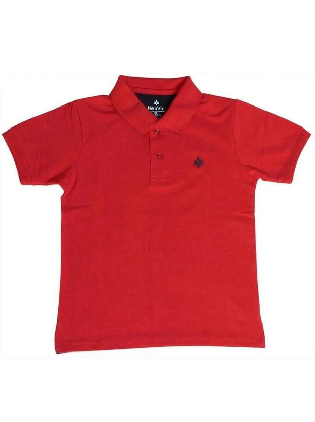 NeuVin Boys Solid Cotton Blend Regular T Shirt(Red, Pack of 1)