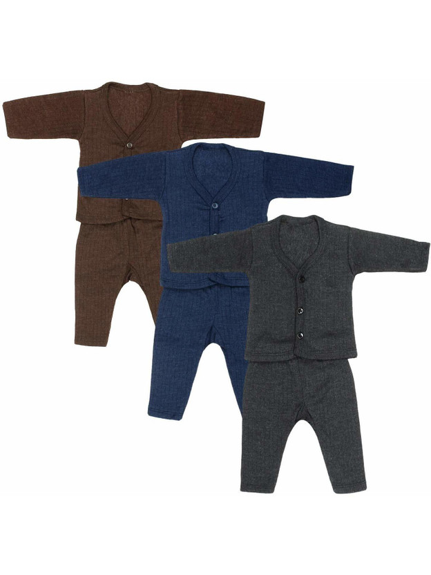 Jinie Top - Pyjama Set For Baby Boys & Baby Girls(Brown, Pack of 3)