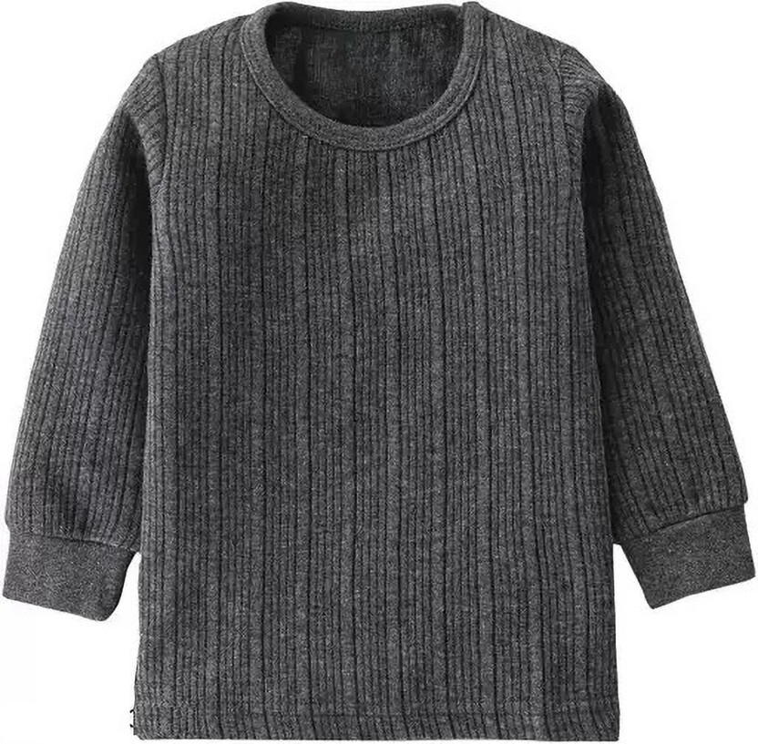 POOVI STORE Top - Pyjama Set For Baby Boys & Baby Girls(Grey, Pack of 1)