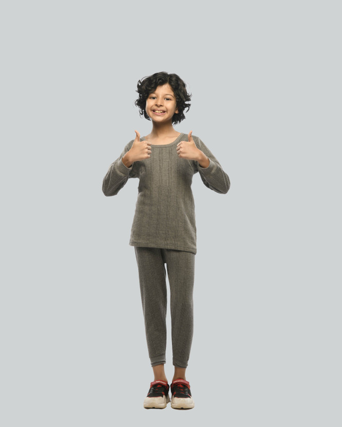 LUX INFERNO Top - Pyjama Set For Boys & Girls(Grey, Pack of 1)