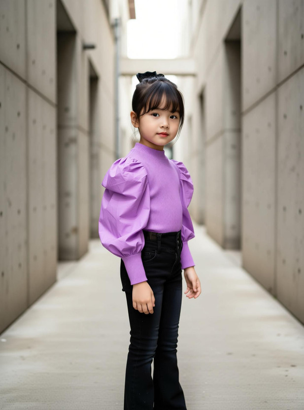 Taj fashion Girls Casual Cotton Blend Top(Purple, Pack of 1)