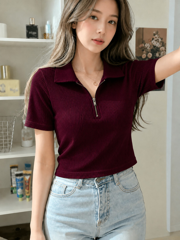 ZENWREN Girls Casual Cotton Blend Crop Top(Multicolor, Pack of 1)