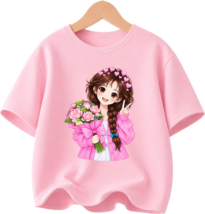 RLA Collection Girls Casual Cotton Blend Top(Pink, Pack of 1)