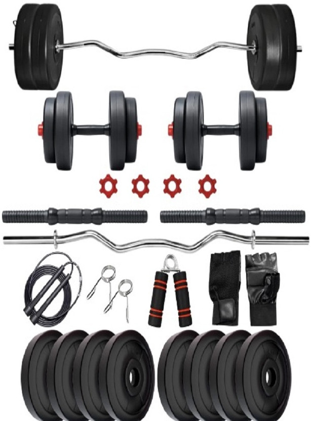 FASTERO FITNESS 30KG PVC Home & Gym Combo 3ft Curl Rod Adjustable Dumbbell Fitness Accessory Fitness Accessory Kit Kit
