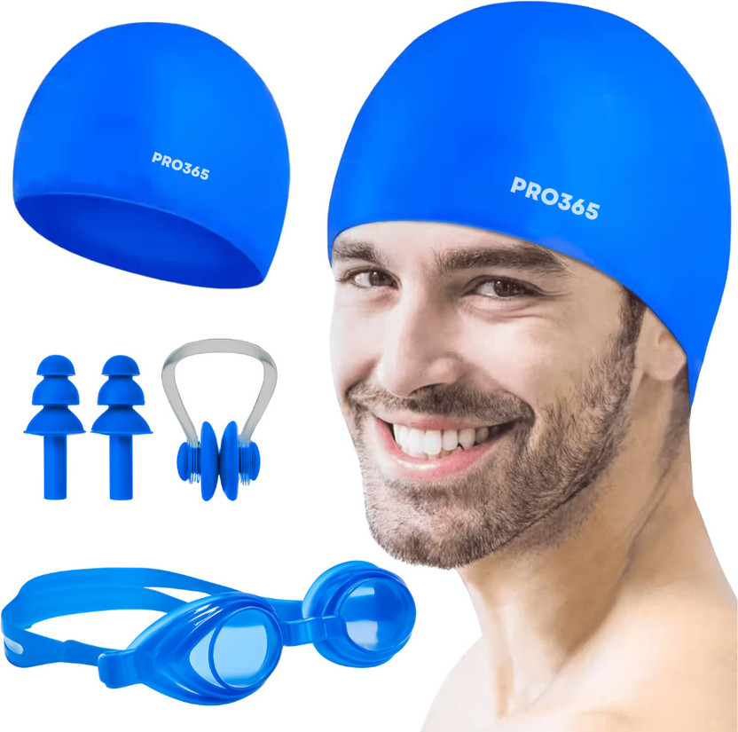 PRO365 Anti Fog Goggles| Silicon Cap| Earplugs With Nose Clip Swimming Kit