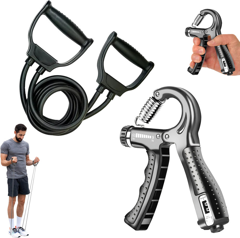 Manogyam Fitness Combo Of Toning Tube with Countable Hand Grip for Body Workout Fitness Accessory Kit Kit