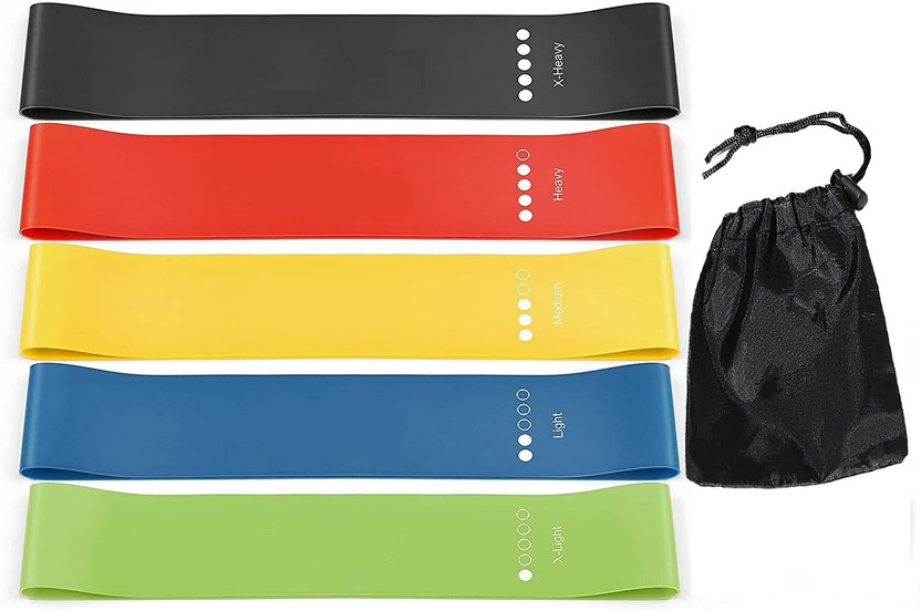 JNV Resistance Loop Band Gym Home Workout Yoga Fitness Stretch Elastic Bands Resistance Band(Pack of 5)