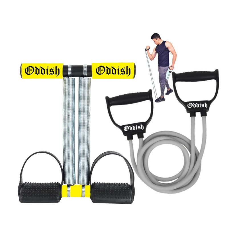 Oddish Fitness combo Double spring Tummy Trimmer 12 inch and Toning Tube Ab Exerciser(Yellow)