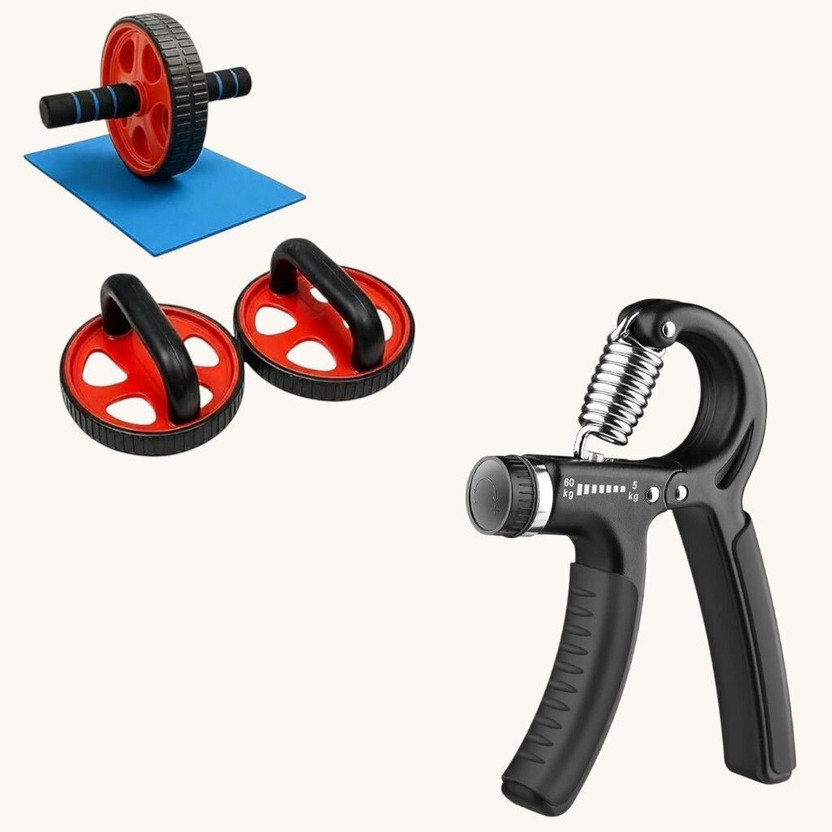 CK CK XWIPE 2-in-1 AB Wheel Roller for Home Workout Body Training Equipment for Men & Women Fitness Accessory Kit Kit - Flipkart Deal