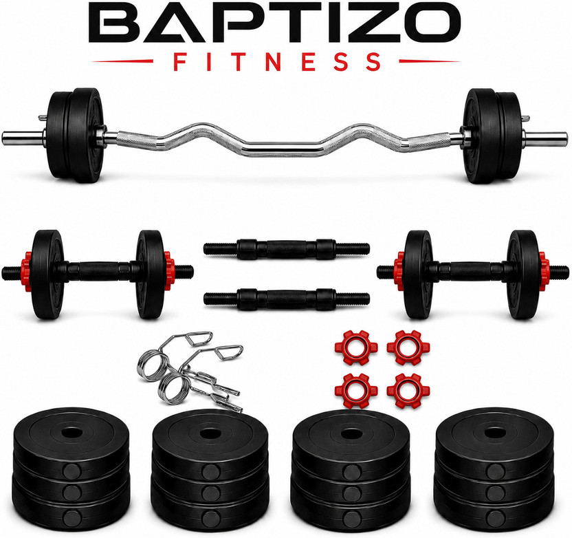 BAPTIZO 10 kg pvc plate 3ft curl rod Fitness Accessory Kit Kit