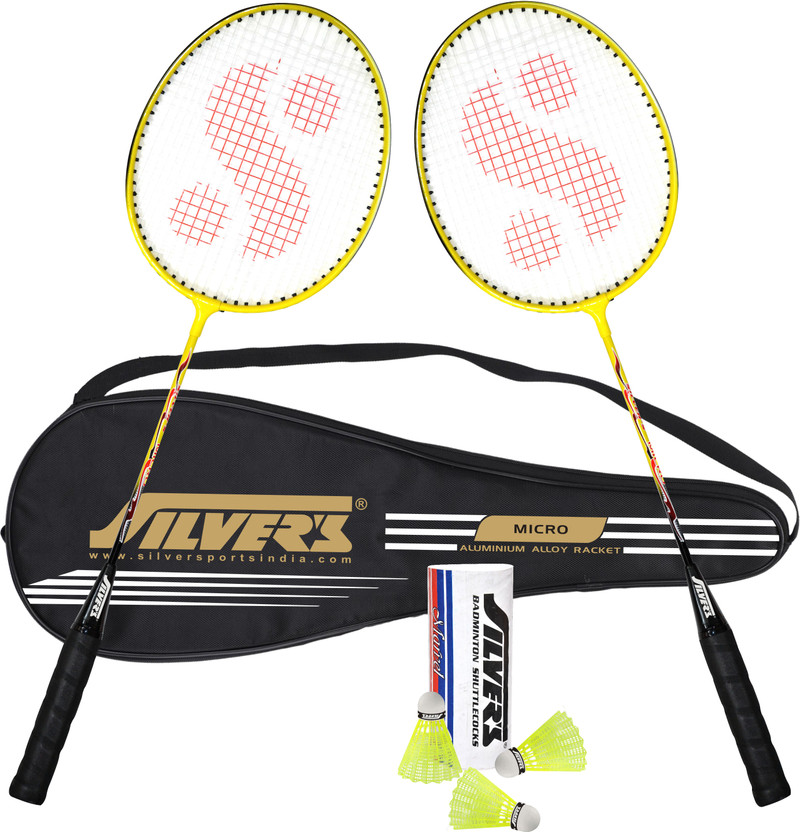 Silver's MICRO Badminton Combo- 2 Rackets with Shuttle Pack of 3 Badminton Kit(NA)