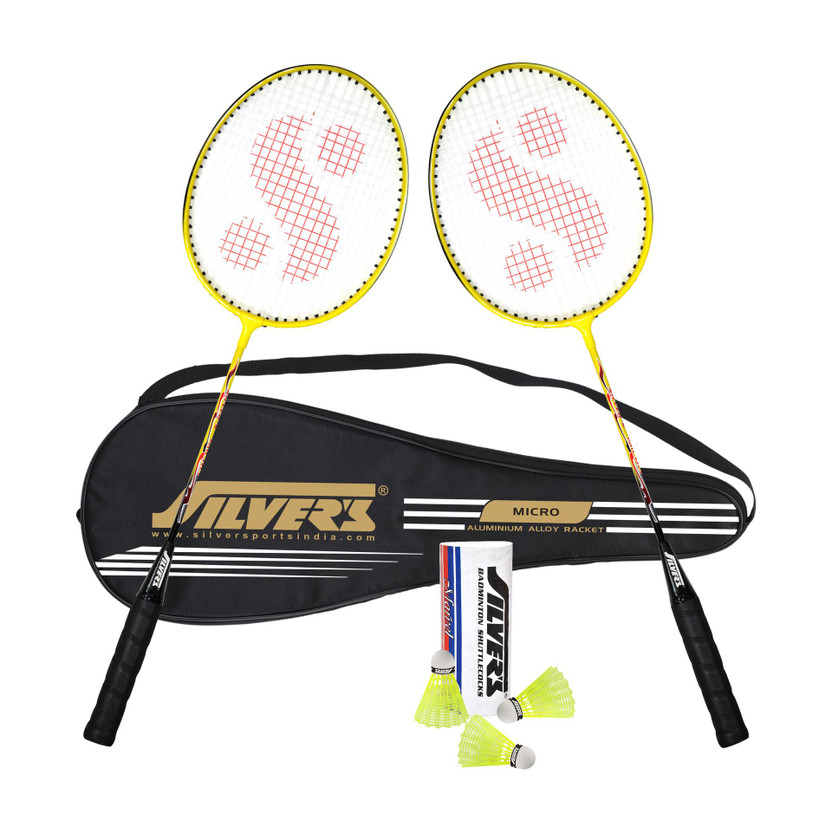 Silver's MICRO Badminton Combo- 2 Rackets with Shuttle Pack of 3 Badminton Kit(NA)
