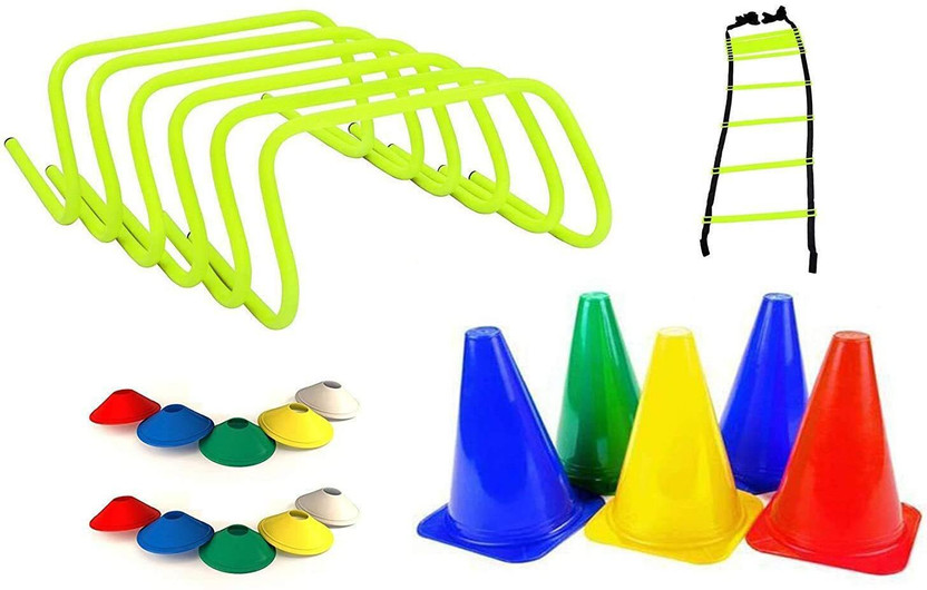 MRT SPORTS Agility Ladder 4 m, 6 Marker Cones, Saucer Cones 20pcs and Agility Hurdles 6pcs Fitness Accessory Kit Kit