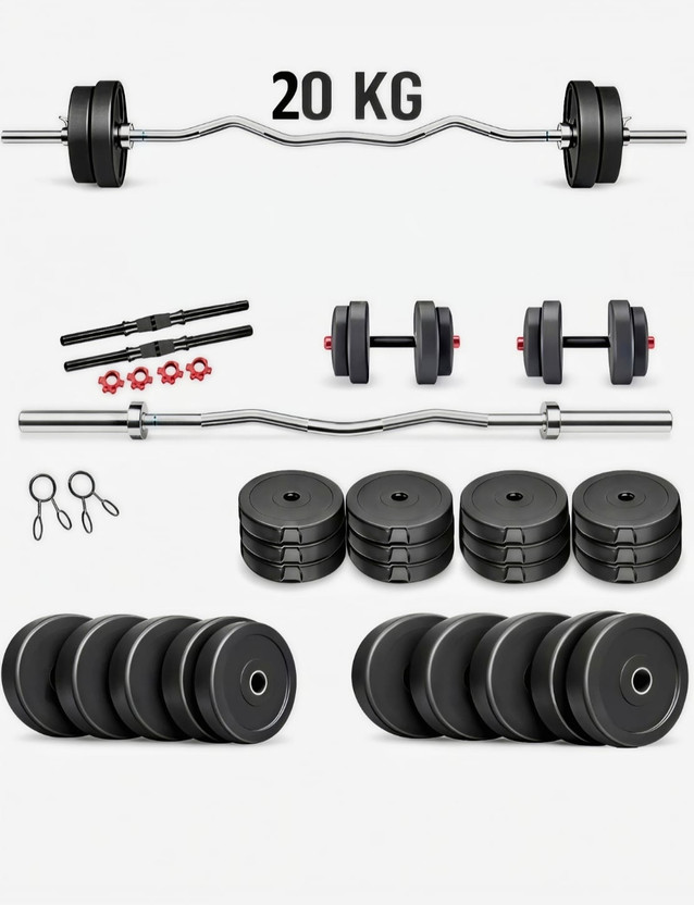 POWER FITNESS 20KG FITNESS KIT+ 3Ft. (Curl ) BARBELL & FITNESS ACCESSORIES Fitness Accessory Kit Kit