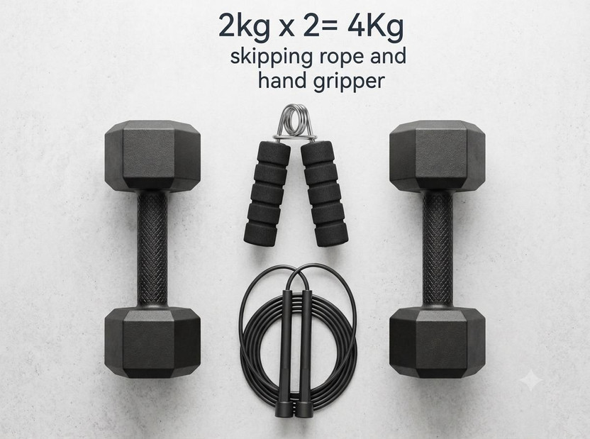 TUCKER FITNESS Pair Of 2 Kg Each Pvc Dumbbells Set Hex, Black Fitness Accessory Kit Kit