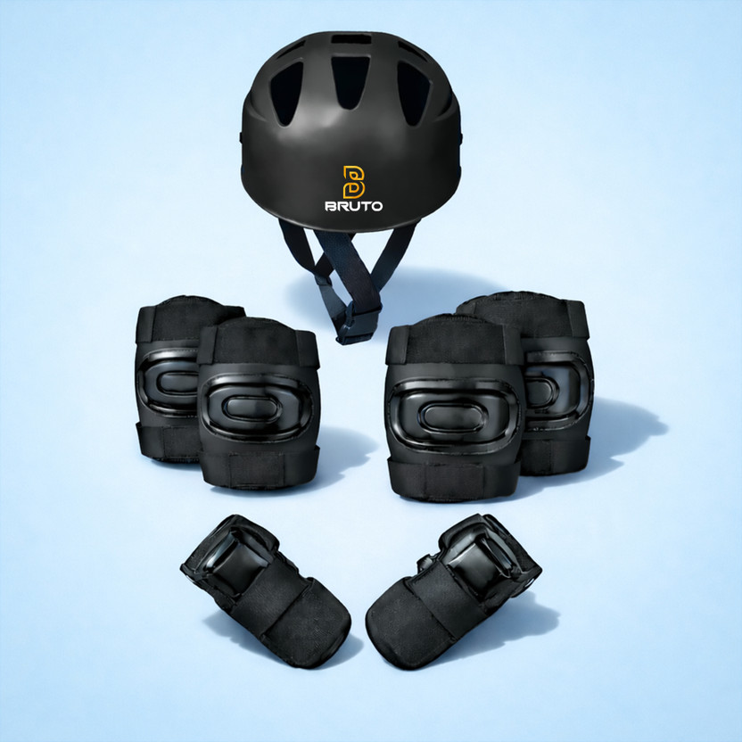 BRUTO Protective Gear Set with Helmet, Elbow Guards, Wrist Guards&Knee Guards for Kids Skating Kit