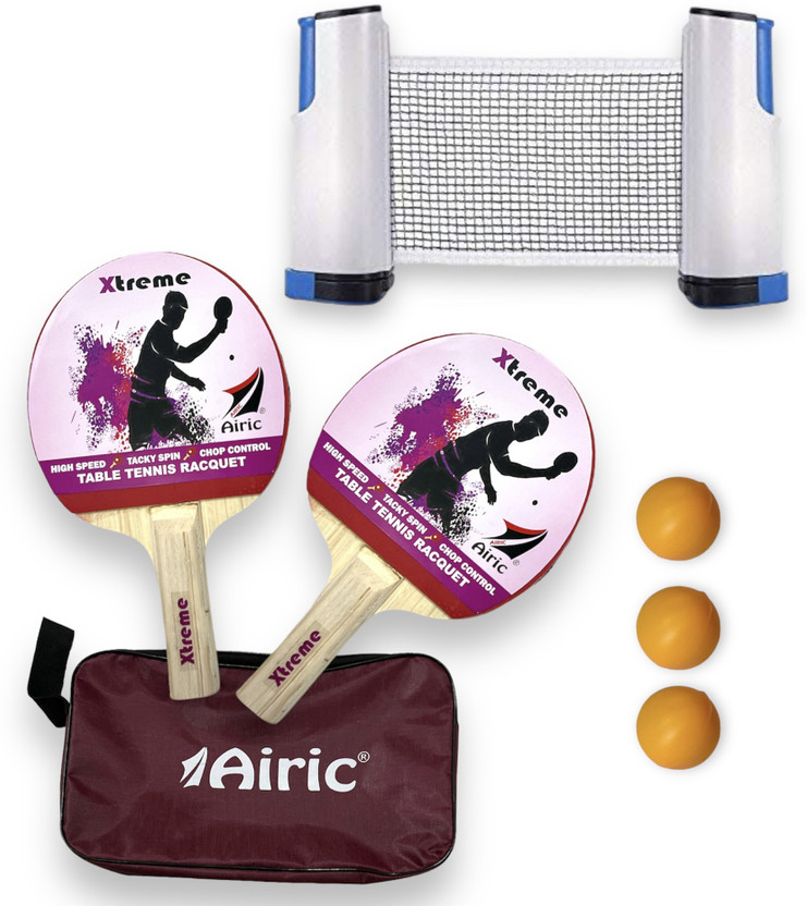 Airic Perfect Xtreme 1 Star Racquets with 3 Balls, Net and cover Table Tennis Kit