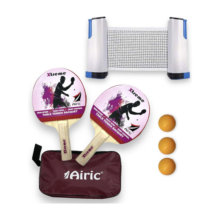 Airic Perfect Xtreme 1 Star Racquets with 3 Balls, Net and cover Table Tennis Kit