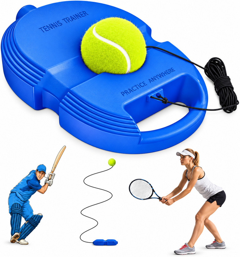 T&T Tennis Rebound Trainer with Elastic Rope & Ball | Solo Practice Fitness Accessory Kit Kit