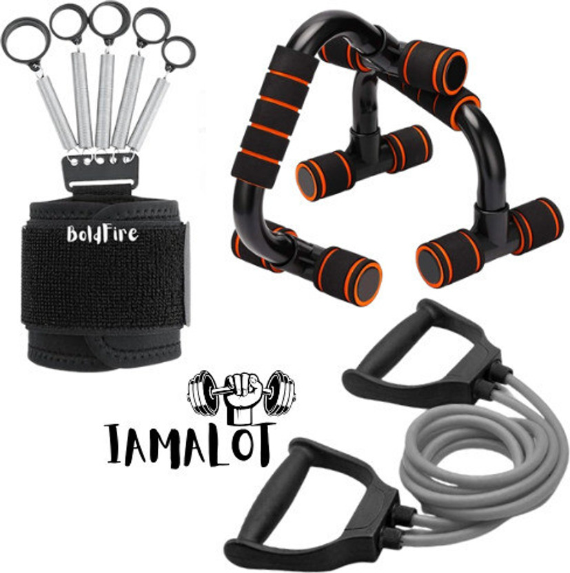 MegaValue Unique combo Metal Finger Exerciser ,Toning Resistance Tube with Push Up Bar Fitness Accessory Kit Kit