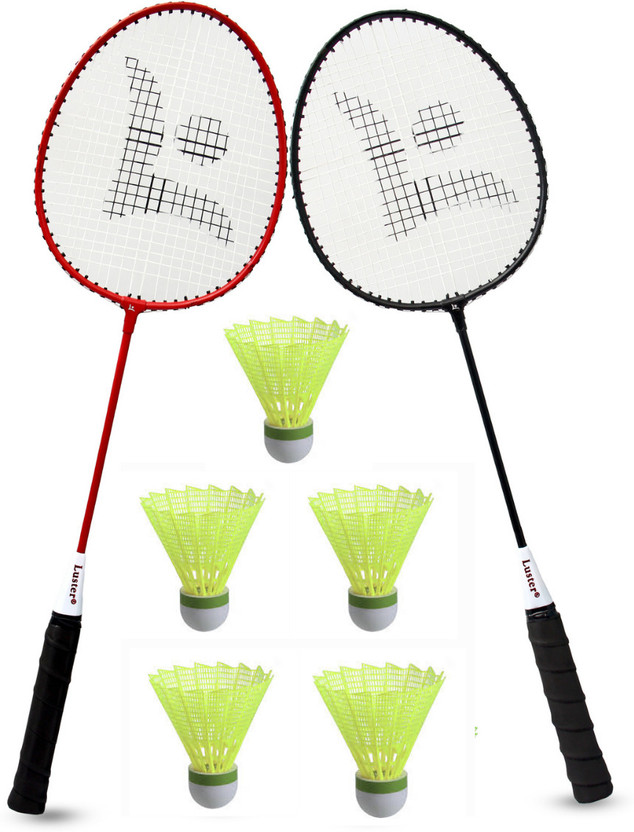 Luster Single Shaft Rackets With Five Shuttles Badminton Kit