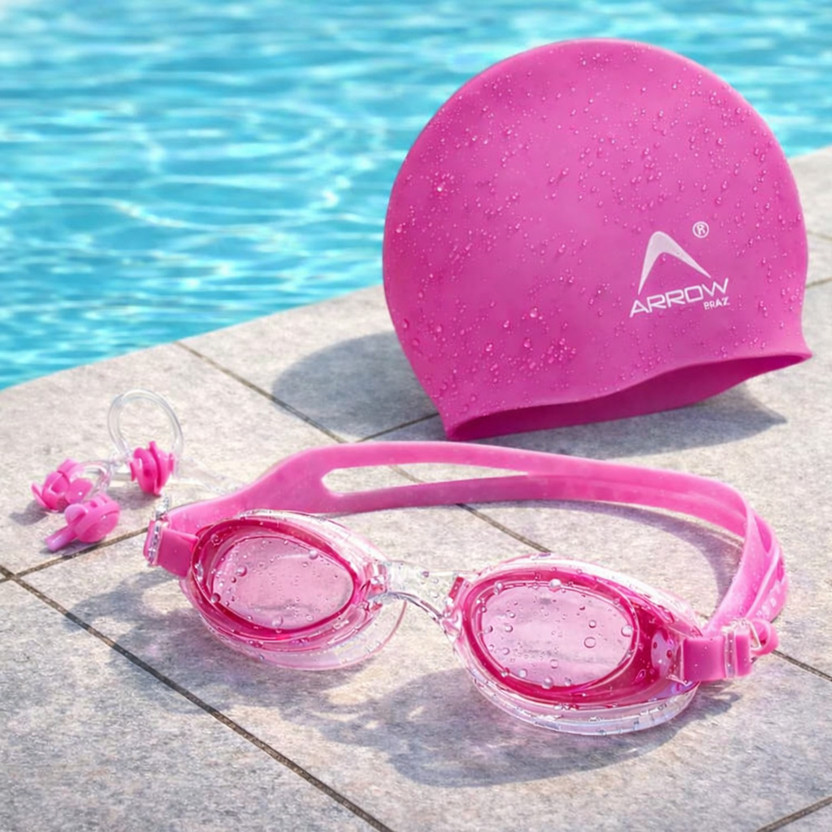 ArrowMax (silicone cap/Goggle/Earplugs/Noseplug) Black Swimming Kit