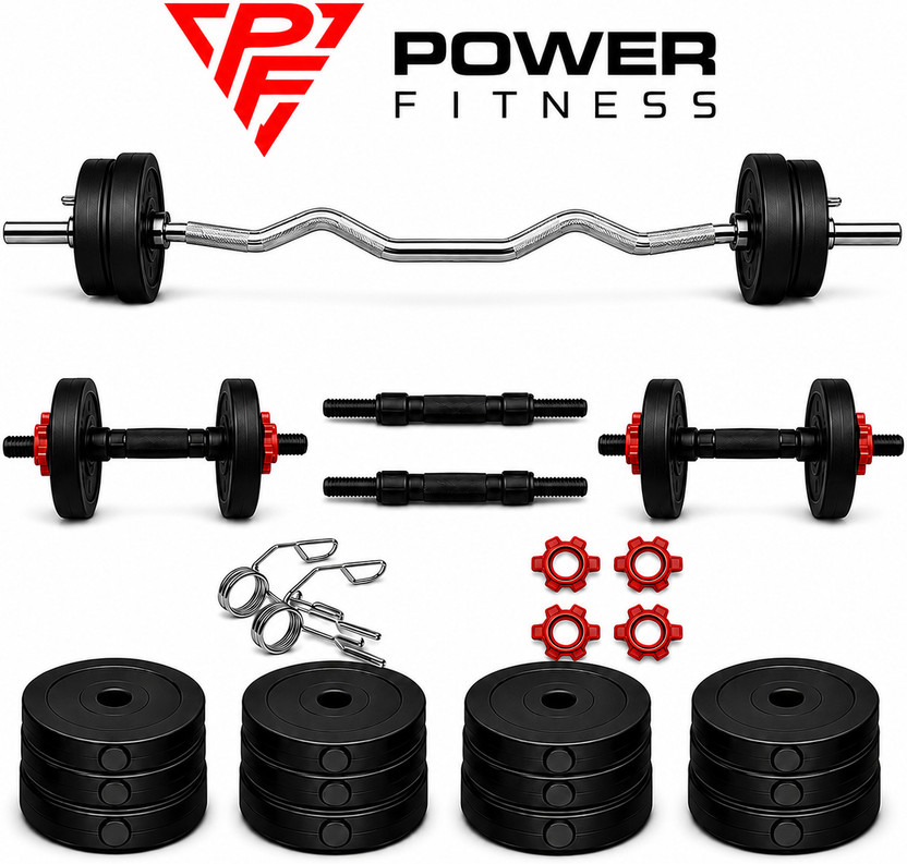 POWER POWER FITNESS 10 kg pvc plate 3ftcurl rod Home Gym Combo Fitness Accessory Kit Kit - Flipkart Deal