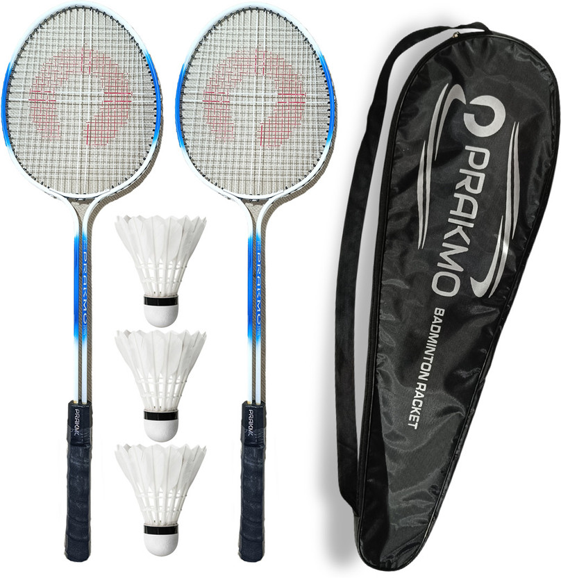 PRAKMO Double Rod Badminton Racket Pair With 3 Shuttles With Full Size Cover Badminton Kit