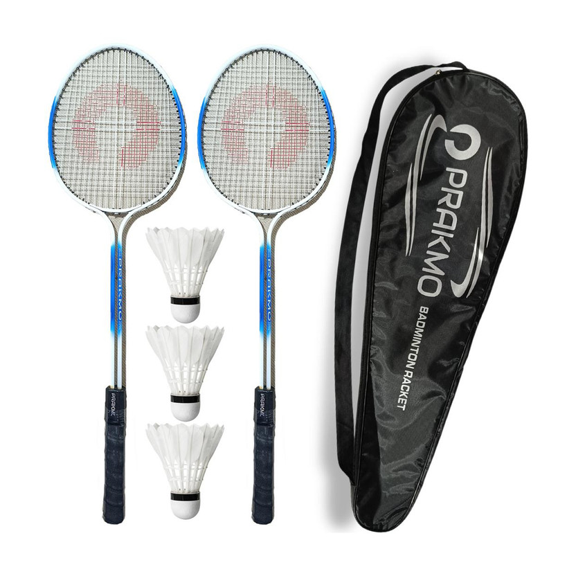 PRAKMO Double Rod Badminton Racket Pair With 3 Shuttles With Full Size Cover Badminton Kit