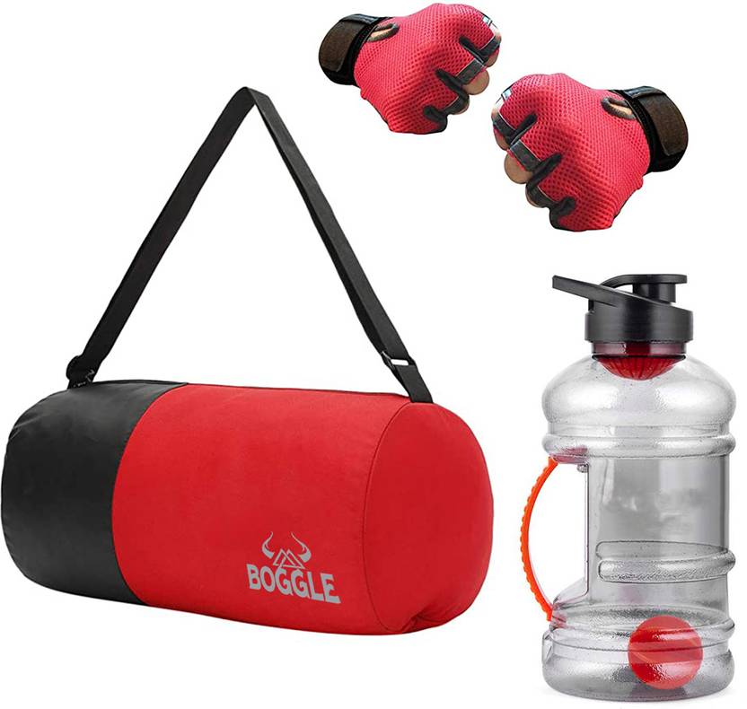 Boggle gym bag combo for men gym bag ,gym gloves & galon shaker bottle