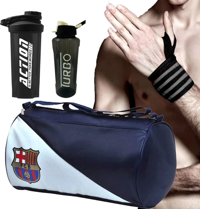 COOL INDIANS Gym Bag Combo With Acton Shaker With Wrist Support &Turbo Sipper Home Gym Kit Fitness Accessory Kit Kit