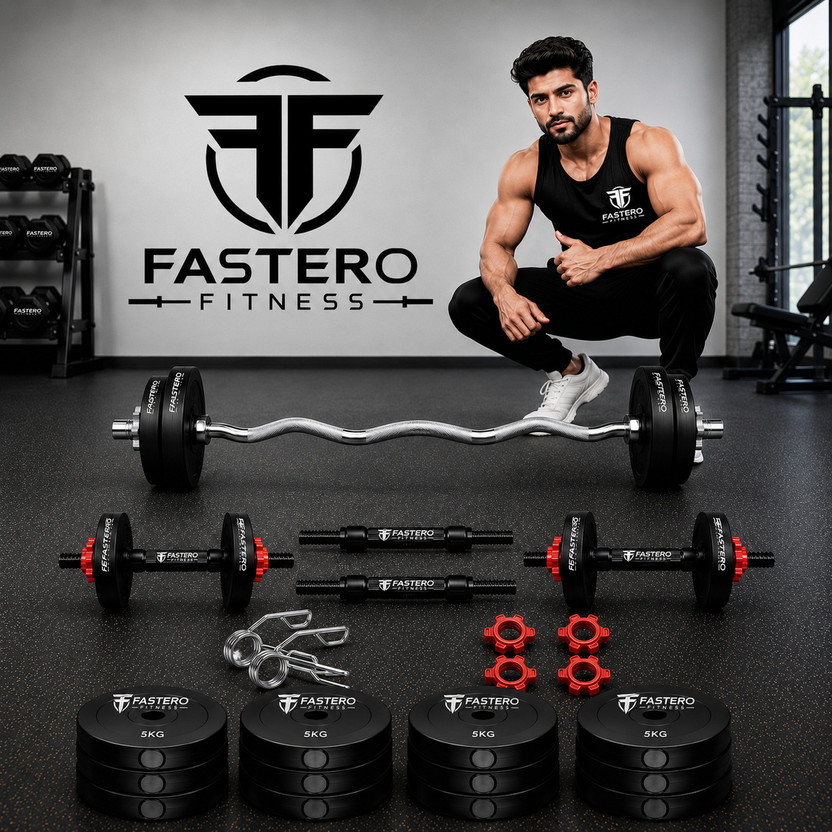 FASTERO FASTERO FITNESS 40kg pvc adjustable dumble with 3ft curl rod Adjustable Dumbbell(40 kg) - Flipkart Deal