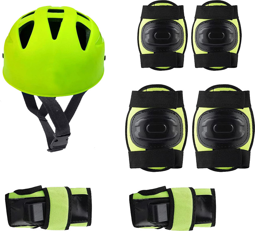 SLANZ Protective Skating, Cycling & Skateboarding Guard Kit for Kids 7-16 Yrs (GREEN) Skating Kit