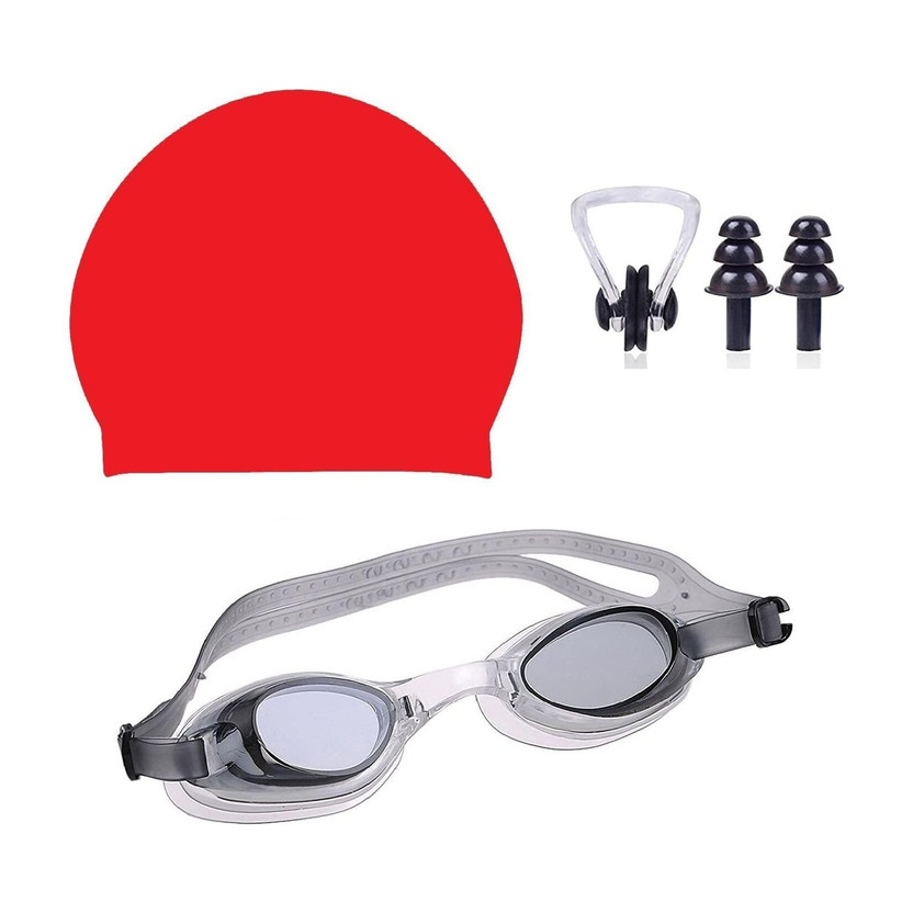 MOVEX Swimming Set with Anti-Fog Goggles and Silicone Swimming Cap for Adults & Kids Swimming Kit