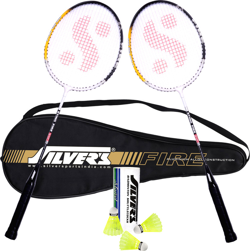 Silver's FIRE Badminton Combo- 2 Rackets with Shuttle Pack of 3 Badminton Kit(NA)
