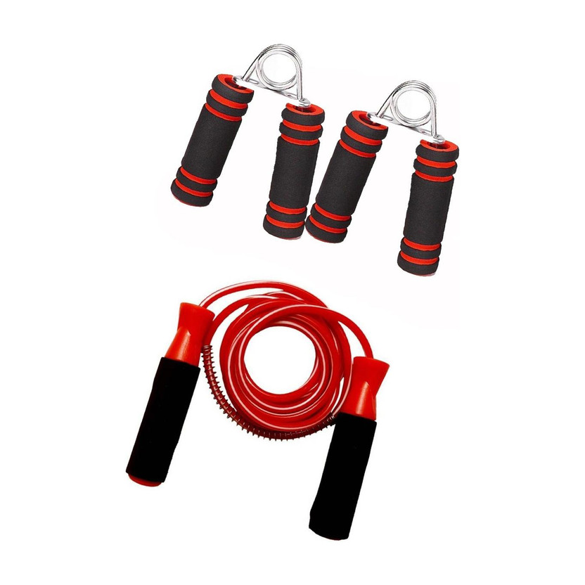 Proactive Sports & Fitness Ball Bearing Foam Handle Jump Rope & 2Pcs. Hand Grips Fitness Accessory Kit Kit