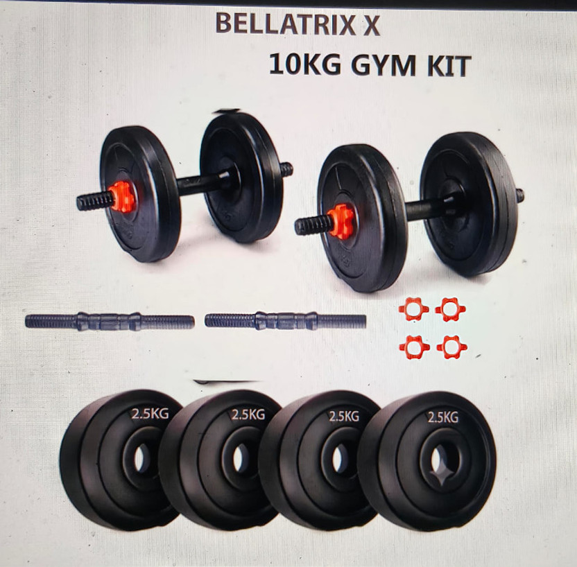BELLATRIX X 2.5x4-10kg gym weight plate pvc set with 1 pair dumbell rod Fitness Accessory Kit Kit