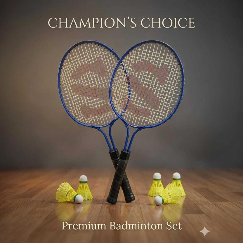 STYRKR Badminton Kit Combo Set Of 2 PCS Racquet With 5 Piece Shuttle Badminton Kit