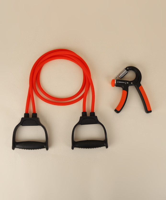 ADONYX Toning Tube with D Handle Fitness Rope and Hand Grip for Body Workout Fitness Accessory Kit Kit