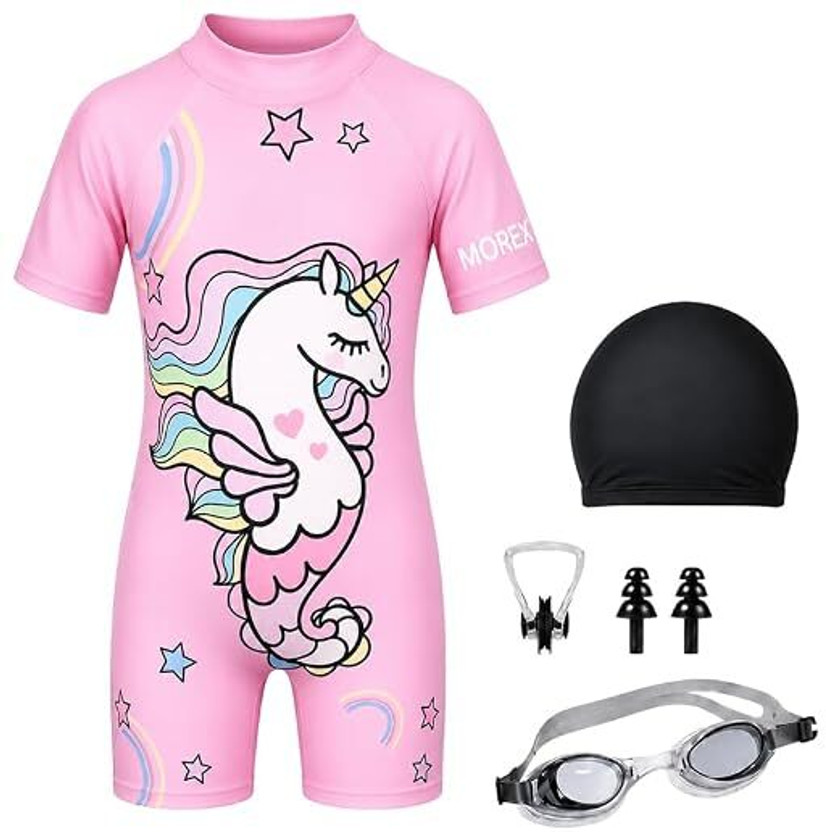 Morex Swimming Printed Costume for Kids with Swim Kit | 8-9 Years | Unicorn (Pink) Swimming Kit