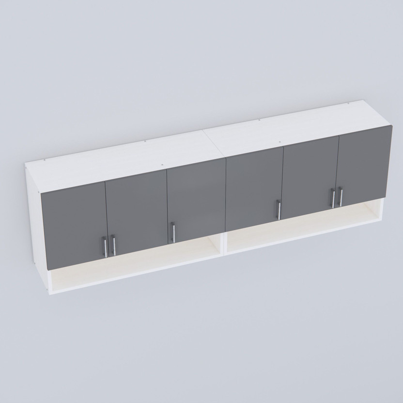 SPECIALITY PANELS 6 Doors Modular Wall Cabinet with Organizer Shelf & assembly Engineered Wood Kitchen Cabinet(Finish Color - Pearl White Gothic Grey, Pre-assembled)