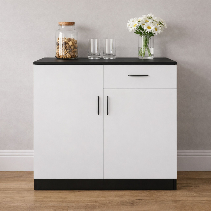 Home Full Remo 2 Door Wenge With White Engineered Wood Kitchen Cabinet(Finish Color - Wenge With White, Knock Down)