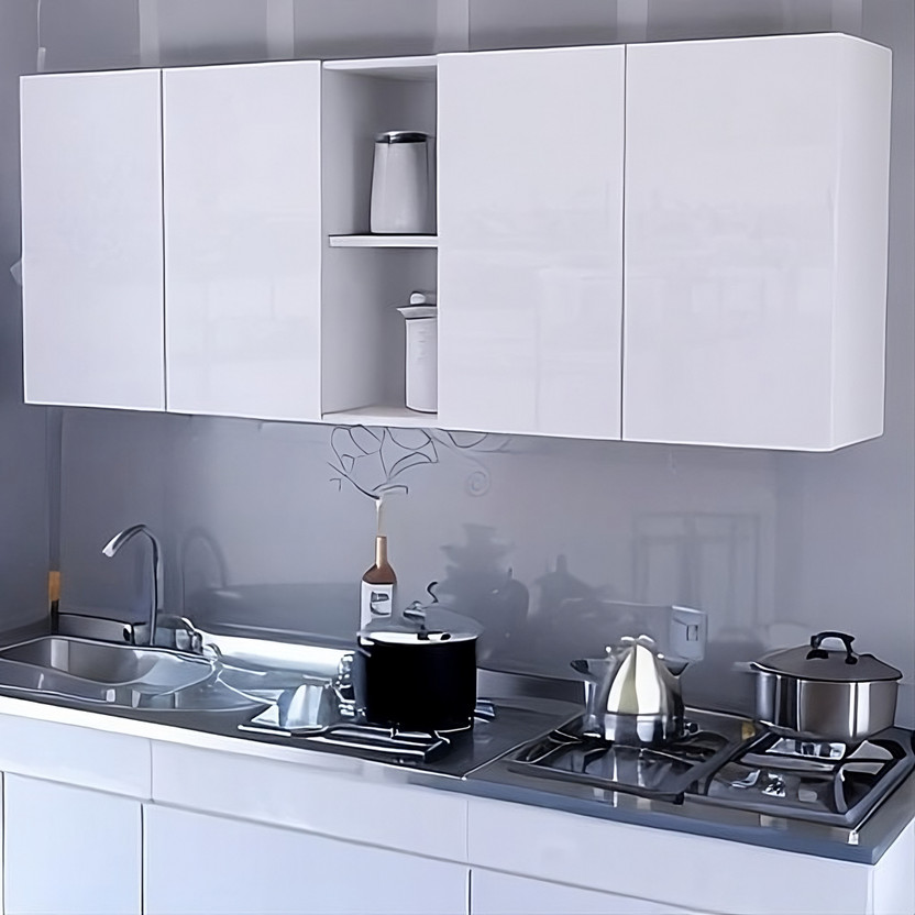 De Italian Factory 4 Door Modular Wall Mount Engineered Wood Kitchen Cabinet(Finish Color - White, Pre-assembled)