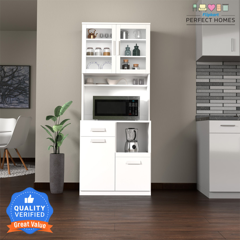 Flipkart Perfect Homes Ramsey Engineered Wood Kitchen Cabinet(Finish Color - Melamine CP Frosty White SIB, Knock Down)