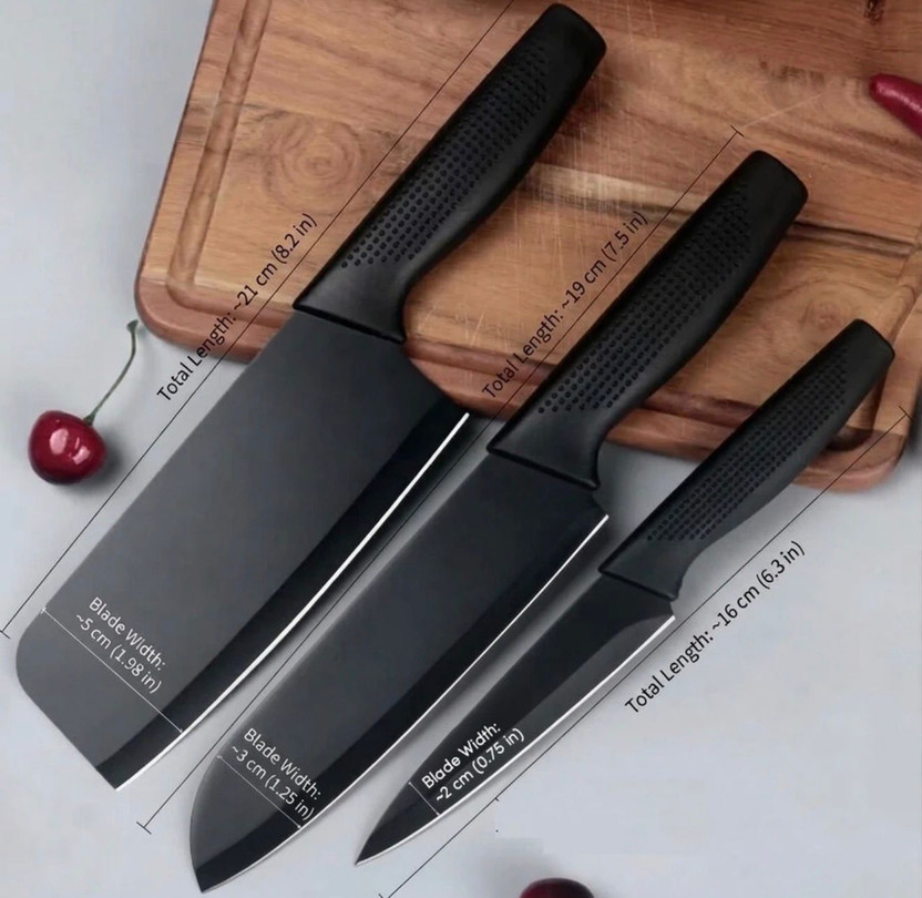Faltomin 3 Pc Stainless Steel Knife Set High Carbon SS Ultra Sharp Butcher, Meat, Pairing, Vegetable for Kitchen
