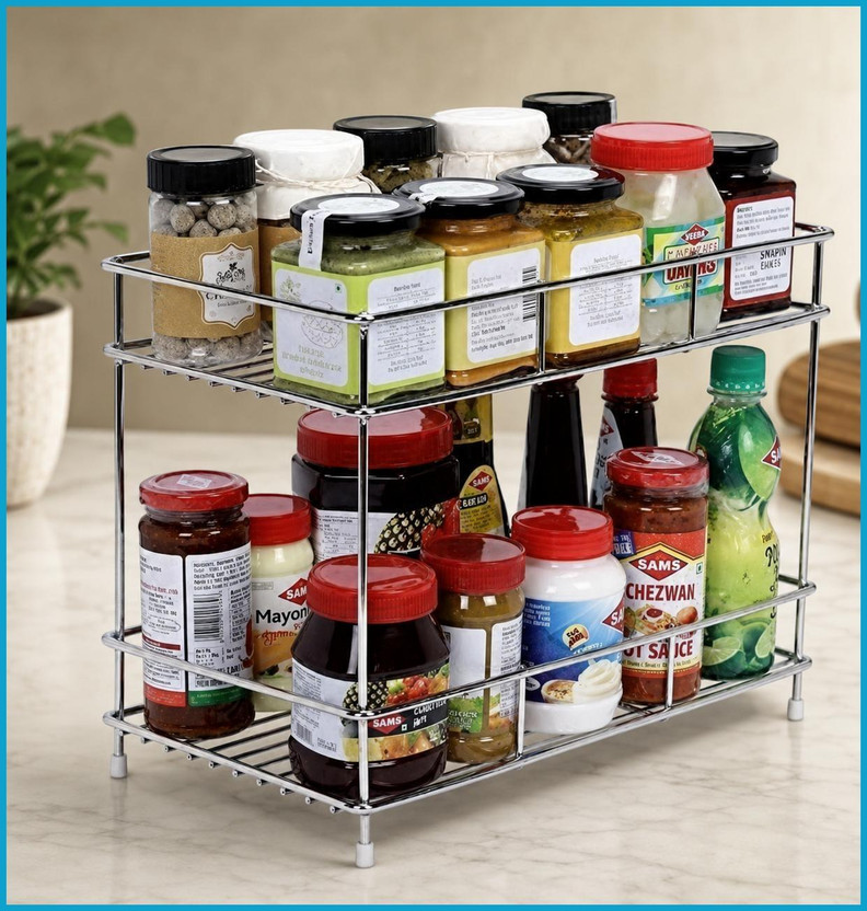 GESCHIR Utensil Kitchen Rack Steel Premium Kitchen Storage Layered Counter Stand for Neat Shelving