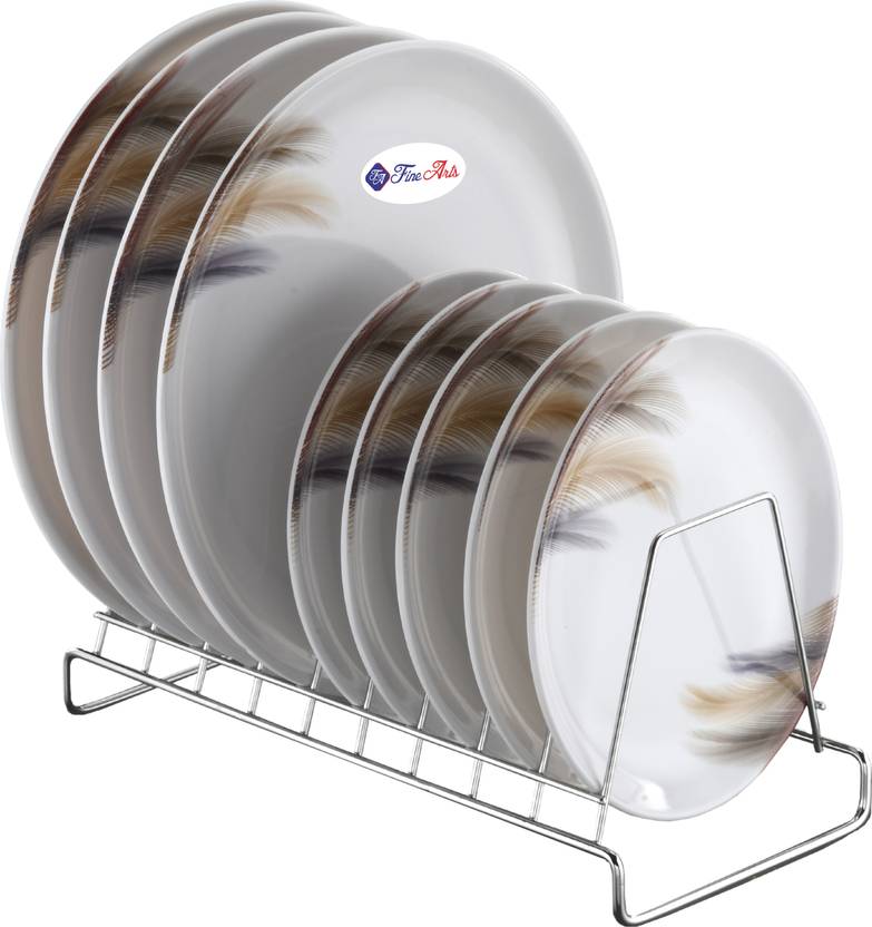 FineArts Flax Stainless Steel Dish Rack/Plate Stand/Thali Stand/Dish